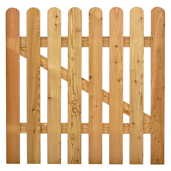 GartenLand Zauntor Vorgartenzaun MAILAND gerade - 100 x 100 cm, Lärche, Holz - Holzgartentor aus hellem Naturholz mit Latten und diagonaler Strebe.
