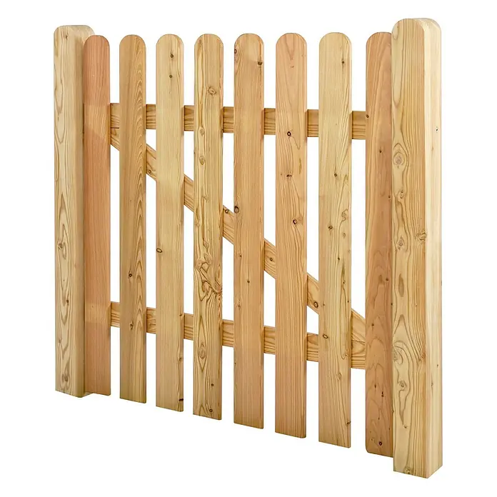 GartenLand Zauntor Vorgartenzaun MAILAND gerade - 100 x 100 cm, Lärche, Holz - Naturfarbenes Holztor mit vertikalen Latten und zwei Pfosten.