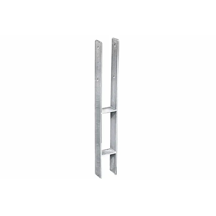 GartenLand Pfostenanker - Stahl, Passend für: 7x7 cm Pfosten, H-Pfostenträger - Verzinkter H-Pfostenträger mit vorgebohrten Löchern.