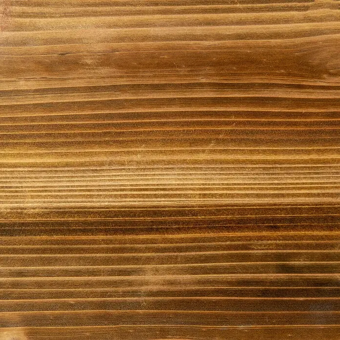 Furnicato Hochbeet - 65 x 31 x 147 cm, Holz, Verkohlt - Braune Holzoberfläche mit ausgeprägter horizontaler Maserung.