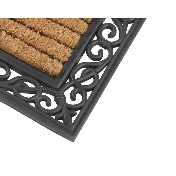 Kai Wiechmann Fußmatte - 46 x 76 cm - Braune Kokosfaser-Fußmatte mit schwarzem, verziertem Rahmen.