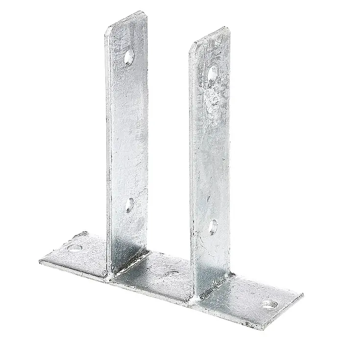 GartenLand Pfostenanker - Stahl, Passend für: 7x7 cm Pfosten, Pfostenträger zum Aufschrauben Lasche - Verzinkter U-Pfostenträger mit vorgebohrten Löchern.