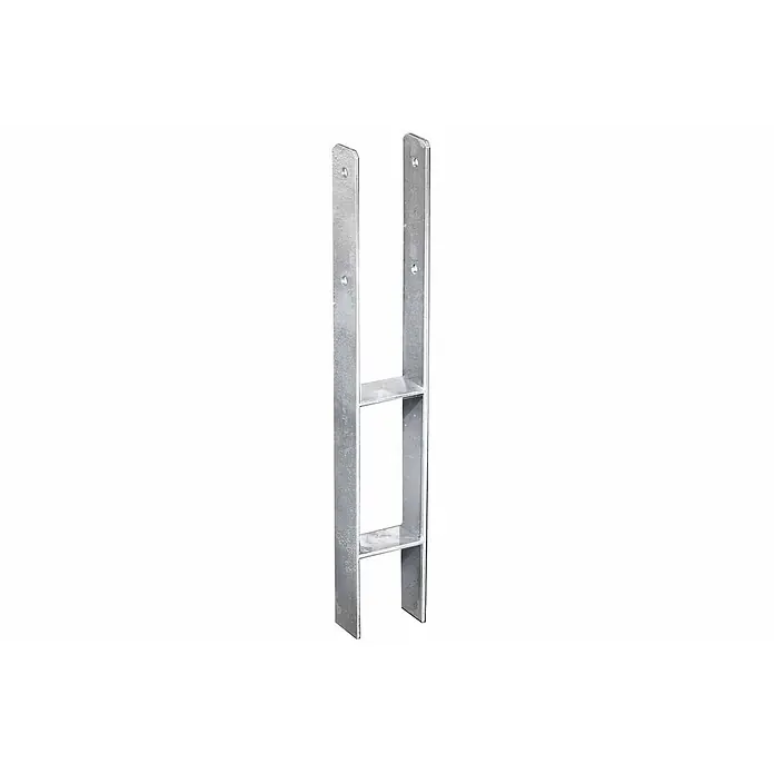 GartenLand Pfostenanker - Stahl, Passend für: 9x9 cm Pfosten, H-Pfostenträger - Galvanisierter H-Pfostenträger mit vorgebohrten Löchern zur Befestigung von Holzpfosten.