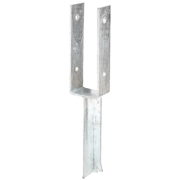 GartenLand Pfostenanker - Stahl, Passend für: 7x7 cm Pfosten, Bodenanker Lasche - U-förmiger Pfostenträger aus verzinktem Stahl mit Erdspieß zur Befestigung von Holzpfosten.