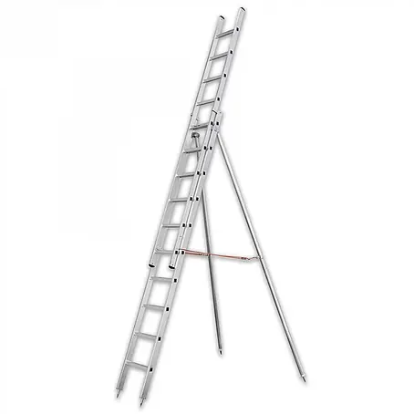 Iller Leiter  Anlegeleiter Obstbaum 7,0m AH, 2-teilig mit Stützen und 2x12 Sprossen