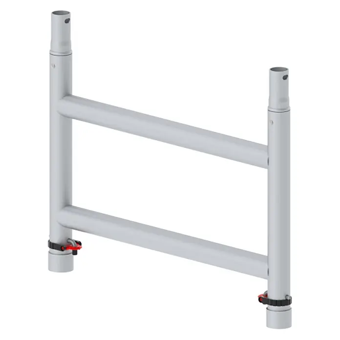 Altrex Rollgerüst Aufbaurahmen MiTOWER 0,75m Breite 2 Sprossen -  - Silbernes Aluminium-Gerüstfeld mit zwei Standrohren, zwei Querstreben und roten Schnellspannverschlüssen.