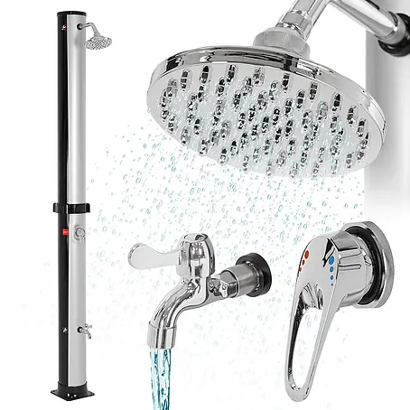 ML-Design  Solardusche 35L Rund mit Fußdusche und Regenduschkopf warmes Wasser