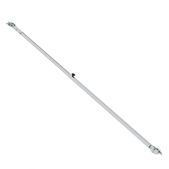 Munk Rollgerüst Gerüststrebe teleskopierbar 2120-3400mm -  - Silberne, verstellbare Verlängerungsstange mit Befestigungsbeschlägen und mittiger Stellschraube.