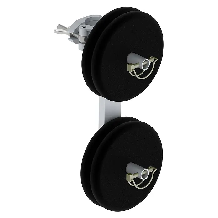 Altrex Rollgerüst Ballastgewicht 20 kg für Gerüste -  - Zwei schwarze Seilrollen auf silbernem Gestell mit Schnellverschlussbolzen für Seile oder Kabel.