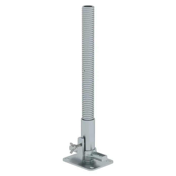 Munk Rollgerüst FlexxTower Höhenverstellbare Spindel mit Fußplatte -  - Verstellbarer Gerüstfuß aus Metall mit Gewindespindel, Flügelmutter und quadratischer Grundplatte.