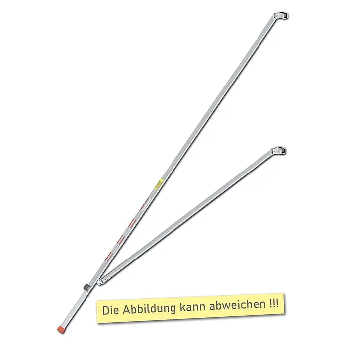 Altrex Rollgerüst Rote Dreiecksausleger mit Easy-Lock 4,2m PH für RS TOWER 5 -  - Zwei silberne, ausziehbare Aluminiumstreben mit Verbindungsstücken und Markierungen.