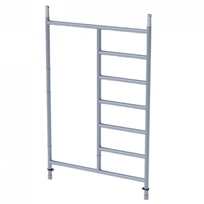 Altrex Rollgerüst Durchlaufrahmen RS TOWER 5 breit 135-7 RS5 -  - Silberner Gerüstrahmen aus Metall mit integrierten Leitersprossen und modularen Verbindungsstellen.