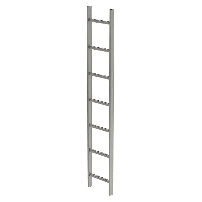 Munk Steigleiter Schachtleiter aus Edelstahl 400mm breit 12 Sprossen 3,36m lang - Anzahl Tritte: 12 Stk., Edelstahl - Graue Metallleiter mit genoppten, rutschfesten Sprossen.