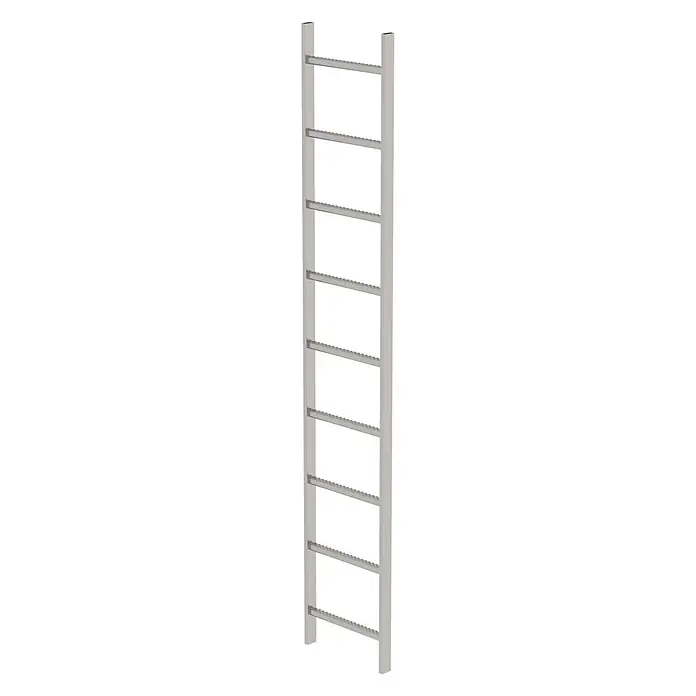 Munk Steigleiter Schachtleiter aus Edelstahl 400mm breit 9 Sprossen 2,52m lang - Anzahl Tritte: 9 Stk., Edelstahl - Metallleiter mit zwei vertikalen Holmen und geriffelten waagerechten Sprossen.