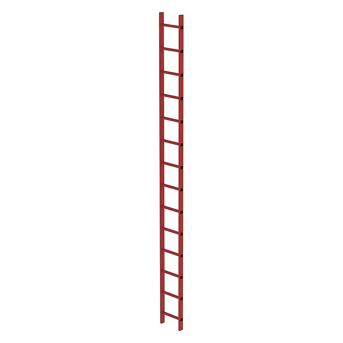 Munk Steigleiter Schachtleiter aus GFK 300mm breit 14 Sprossen 3,92m lang - Anzahl Tritte: 14 Stk., Kunststoff - Hohe rote Industrietreppe mit zahlreichen Sprossen.