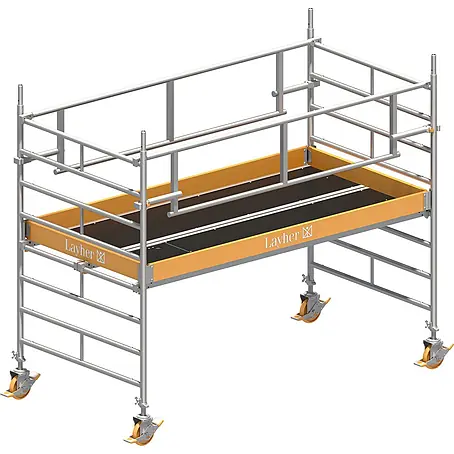 Layher  Rollgerüst Rollgerüst Uni Breit P2 Safety Plus mit Doppelgeländer 3,20m AH