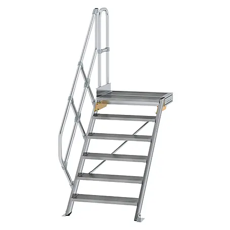 Munk  Außentreppe Treppe mit Plattform 45° inkl. einen Handlauf, 800mm Stufenbreite, 6 Stufe