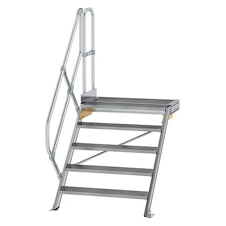 Munk  Außentreppe Treppe mit Plattform 45° inkl. einen Handlauf, 1000mm Stufenbreite, 5 Stuf