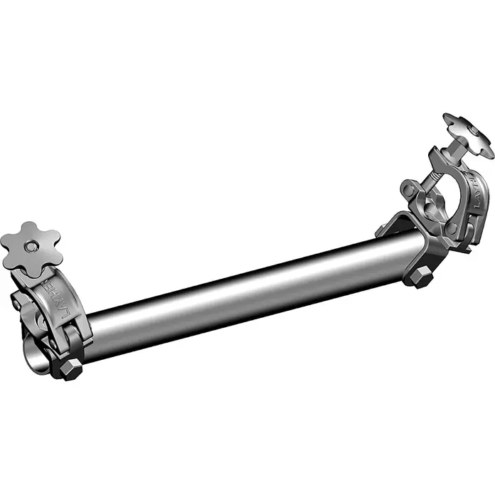 Layher Rollgerüst Fahrgerüst Gerüststützen-Kit -  - Polierte Metallstange mit zwei Klemmen, jeweils mit sternförmigem Drehgriff und "LAYHER"-Schriftzug.