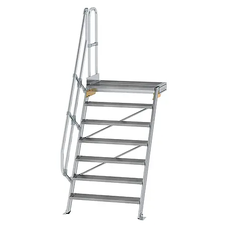 Munk  Außentreppe Treppe mit Plattform 60° inkl. einen Handlauf, 1000mm Stufenbreite, 7 Stuf