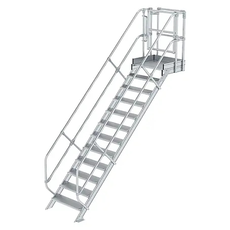 Munk  Außentreppe Treppen-Modul 2500mm Plattformoberkante Aluminium geriffelt 12 Stufen