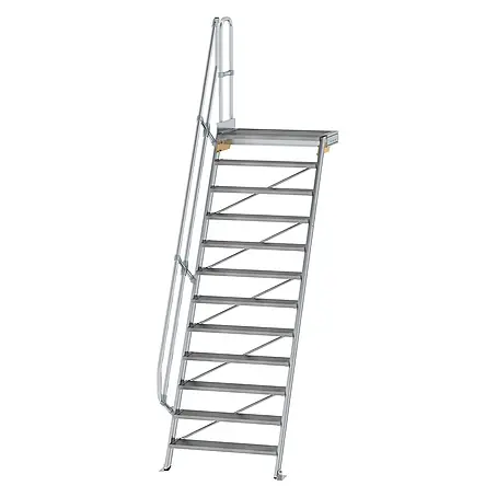 Munk  Außentreppe Treppe mit Plattform 60° inkl. einen Handlauf, 1000mm Stufenbreite, 12 Stu