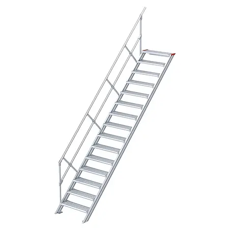 Euroline  Außentreppe 510 Treppe 45° 600mm Stufenbreite 15 Stufen Alu gerieft