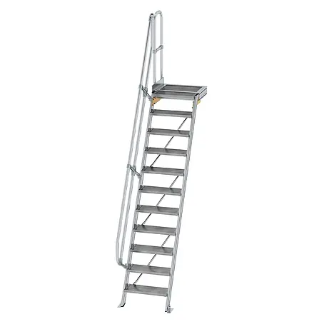 Munk  Außentreppe Treppe mit Plattform 60° inkl. einen Handlauf, 600mm Stufenbreite, 11 Stuf