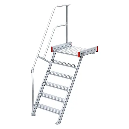 Euroline  Treppenpodest 511 Podesttreppe 60° 1000mm Stufenbreite 6 Stufen Alu gerieft