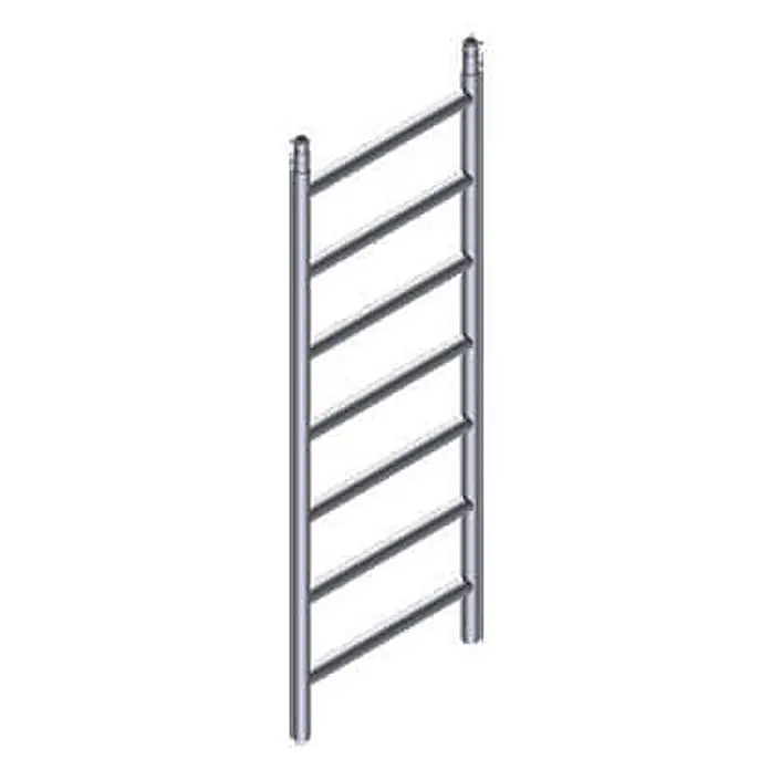 Iller Leiter Rollgerüst Aufsteckrahmen für Gerüstbreiten von 1,00x0,75 m -  - Silberner Handtuchwärmer aus Metall mit zwei vertikalen Holmen und sechs schrägen Querstreben.