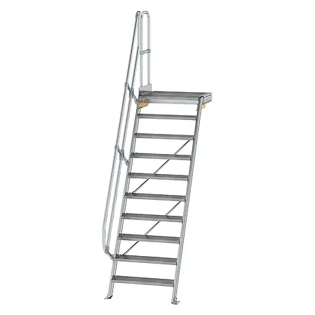 Munk  Außentreppe Treppe mit Plattform 60° inkl. einen Handlauf, 800mm Stufenbreite, 10 Stuf