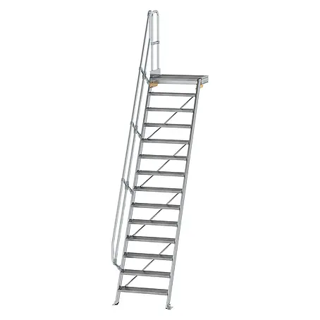 Munk  Außentreppe Treppe mit Plattform 60° inkl. einen Handlauf, 800mm Stufenbreite, 14 Stuf