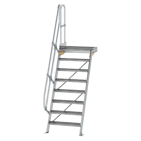 Munk  Außentreppe Treppe mit Plattform 60° inkl. einen Handlauf, 800mm Stufenbreite, 8 Stufe