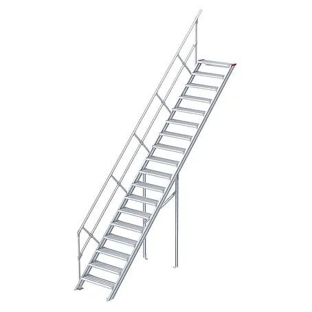 Euroline  Außentreppe 510 Treppe 45° 600mm Stufenbreite 18 Stufen Alu gerieft