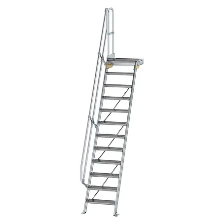 Munk  Außentreppe Treppe mit Plattform 60° inkl. einen Handlauf, 600mm Stufenbreite, 12 Stuf