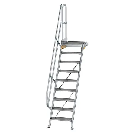 Munk  Außentreppe Treppe mit Plattform 60° inkl. einen Handlauf, 600mm Stufenbreite, 9 Stufe
