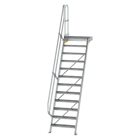 Munk  Außentreppe Treppe mit Plattform 60° inkl. einen Handlauf, 800mm Stufenbreite, 12 Stuf