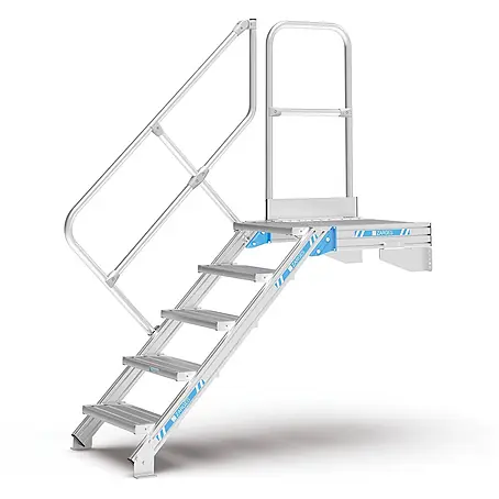 Zarges  Außentreppe Podesttreppe 45° 600mm Stufenbreite 5 Stufen
