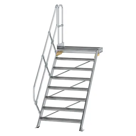 Munk  Außentreppe Treppe mit Plattform 45° inkl. einen Handlauf, 1000mm Stufenbreite, 8 Stuf