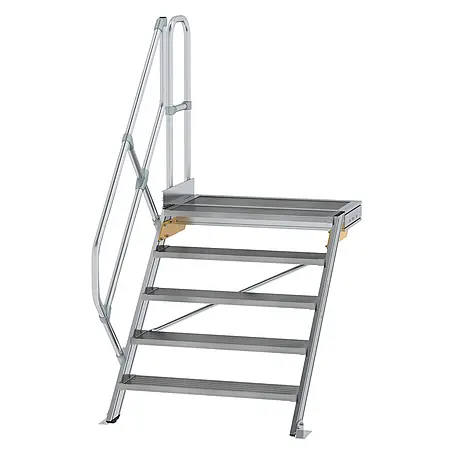 Munk  Außentreppe Treppe mit Plattform 45° inkl. einen Handlauf, 800mm Stufenbreite, 5 Stufe