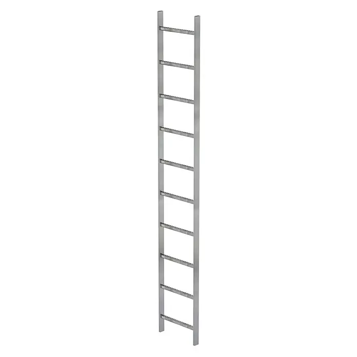 Munk Steigleiter Schachtleiter Stahl verzinkt 400mm breit 10 Sprossen 2,80m lang - Anzahl Tritte: 10 Stk., Stahl - Silberfarbene Metallleiter mit texturierten, geriffelten Sprossen.