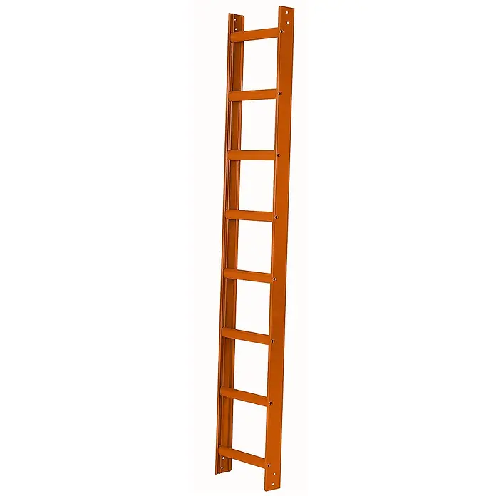 Iller Leiter Dachleiter Aluminium Dach mit hochwertiger Pulverbeschichtung 10 Sprossen Ziegelrot - Anzahl Tritte: 10 Stk., Aluminium - Braun-orangefarbene Leiter mit flachen Sprossen und Befestigungspunkten.