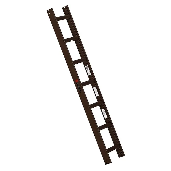 Euroline Dachleiter Premium Kaminkehrerleiter 7 Sprossen RAL8014 Braun - Anzahl Tritte: 7 Stk., Aluminium - Dunkelbraune Euroline Holzleiter mit mehreren Sprossen.