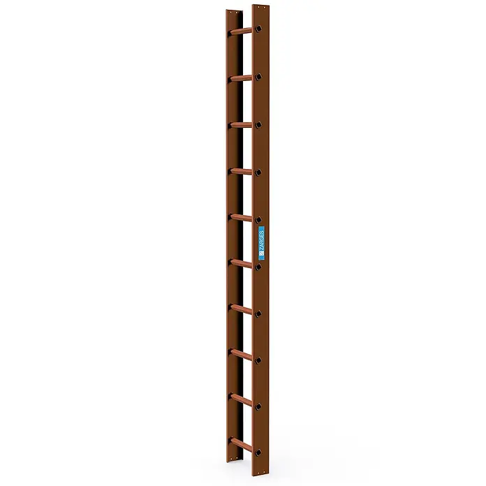 Zarges Dachleiter Dachleiter 10 Sprossen kupferbraun - Anzahl Tritte: 10 Stk., Aluminium - Braune ZARGES Wandleiter mit runden Sprossen für festen Zugang.