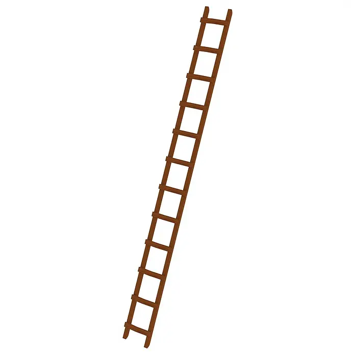Munk Dachleiter Dachdecker Auflegeleiter aus Holz 12 Sprossen - Anzahl Tritte: 12 Stk., Holz - Braune Holzleiter diagonal gelehnt.