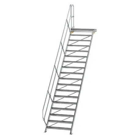 Munk  Außentreppe Treppe mit Plattform 45° inkl. einen Handlauf, 1000mm Stufenbreite, 18 Stu