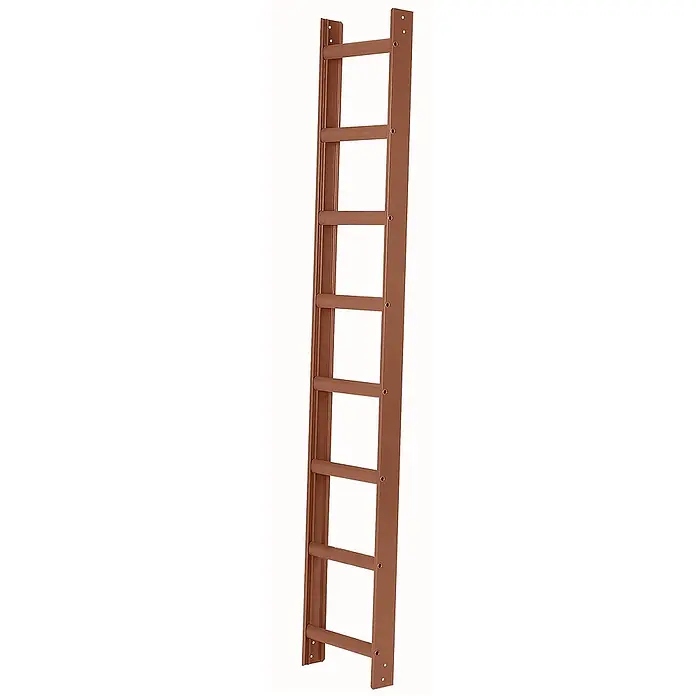 Iller Leiter Dachleiter Aluminium Dach mit hochwertiger Pulverbeschichtung 10 Sprossen Braun - Anzahl Tritte: 10 Stk., Aluminium - Braune Leiter mit mehreren Sprossen und sichtbaren Befestigungspunkten.