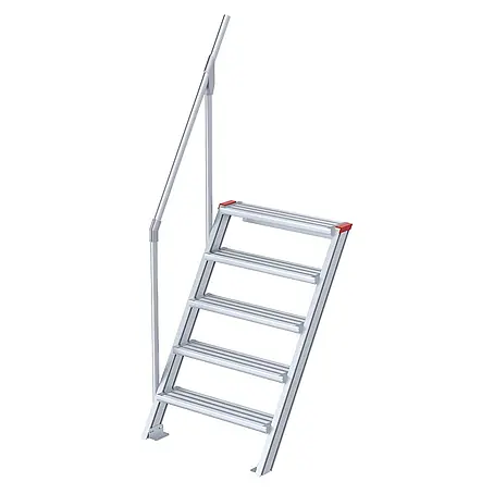 Euroline  Außentreppe 510 Treppe 60° 600mm Stufenbreite 5 Stufen Alu gerieft