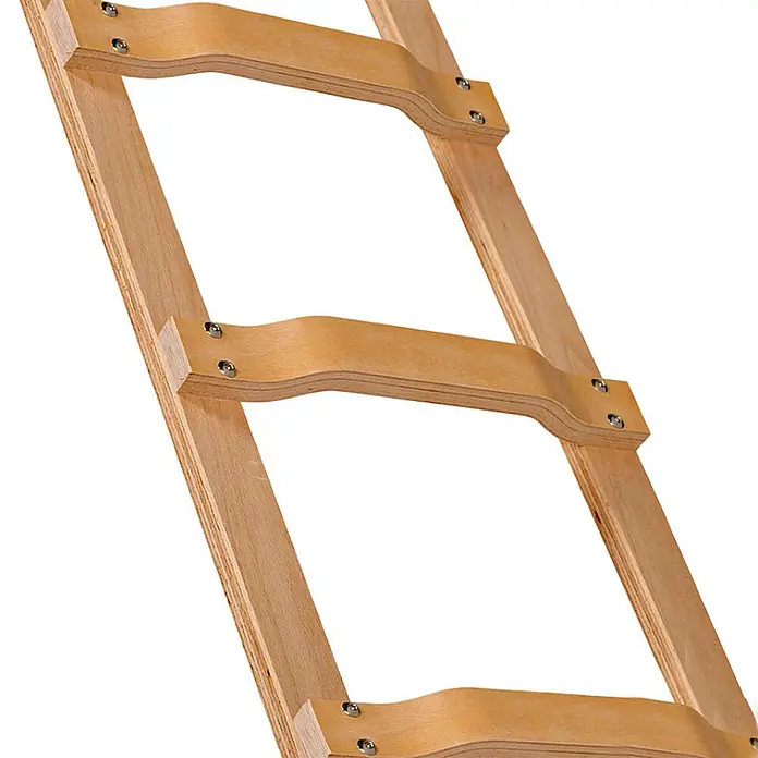 Euroline Dachleiter Holz Dachdeckerleiter 10 Sprossen - Anzahl Tritte: 10 Stk., Holz - Helle Holzleiter mit gebogenen Sperrholzsprossen, mit Metallbefestigungen gesichert.