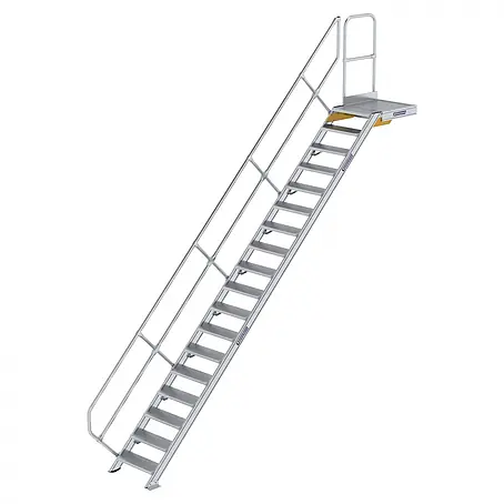 Munk  Außentreppe Treppe mit Plattform 45° inkl. einen Handlauf, 600mm Stufenbreite, 18 Stuf